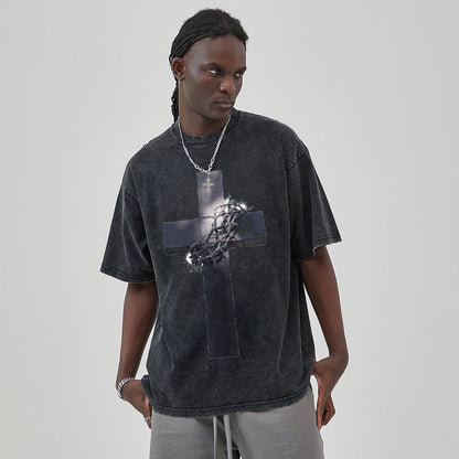 Unisex Vintage Solid Wash T-Shirts 2305103963
