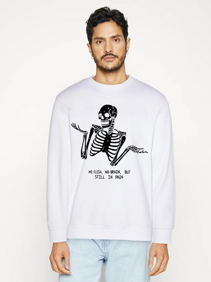 Unisex Round Neck Casual Skeleton Printed Long Sleeve Sweatshirt
