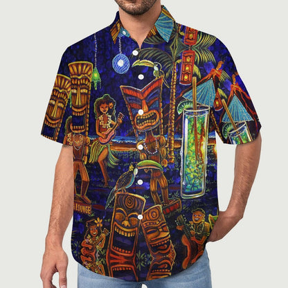 Tiki Chest Pocket Short Sleeve Hawaiian Shirt 2306100694