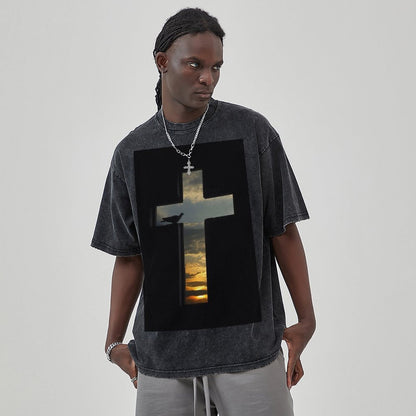 Unisex Vintage Solid Wash T-Shirts 2305103956