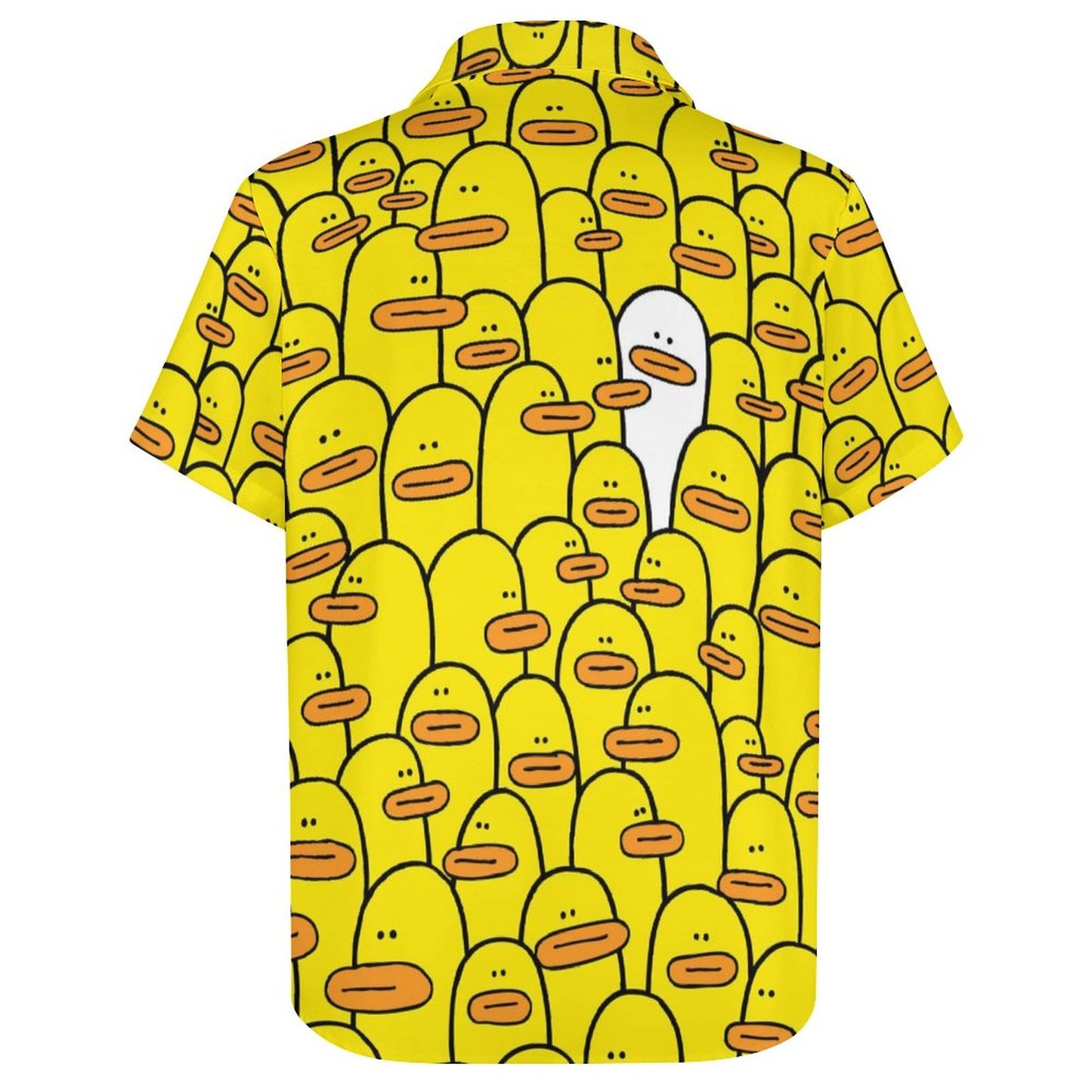 Men's Little Yellow Duck Print Casual Short Sleeve Shirt 2306102378