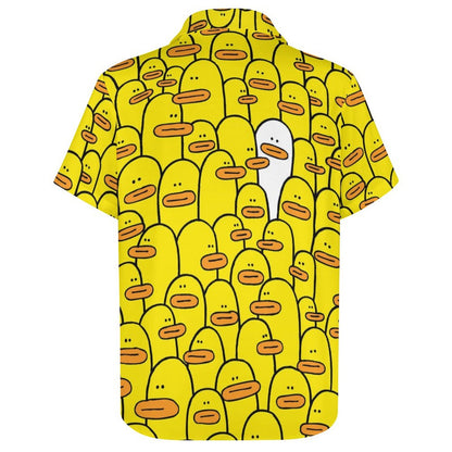 Men's Little Yellow Duck Print Casual Short Sleeve Shirt 2306102378