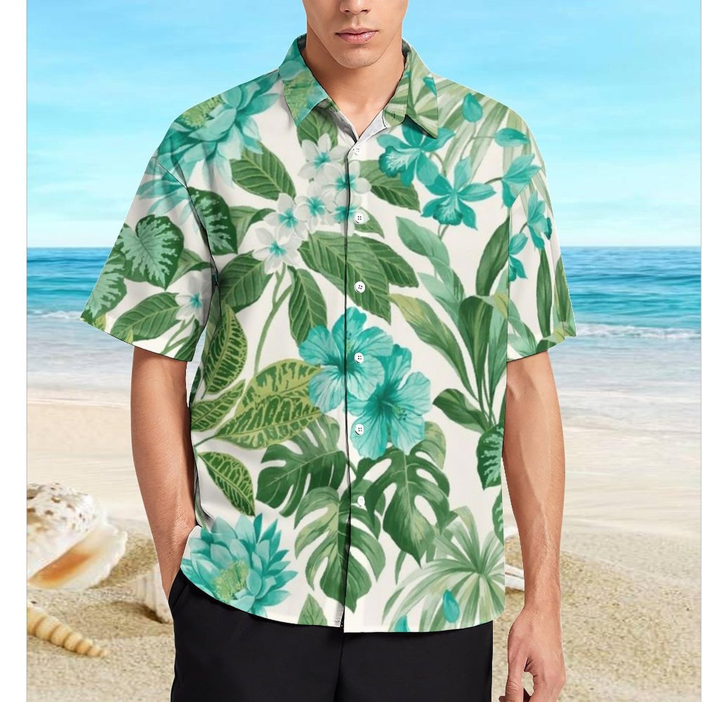 Men's Hawaiian Print Resort Shirt 2305101548