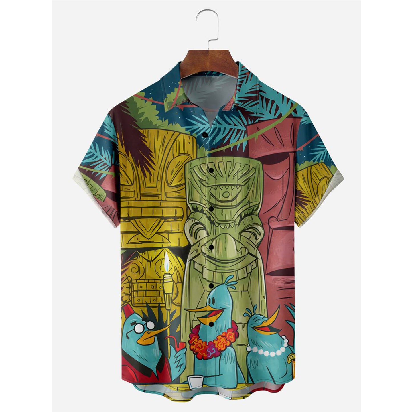Tiki Chest Pocket Short Sleeves Hawaiian Shirts 2306100772