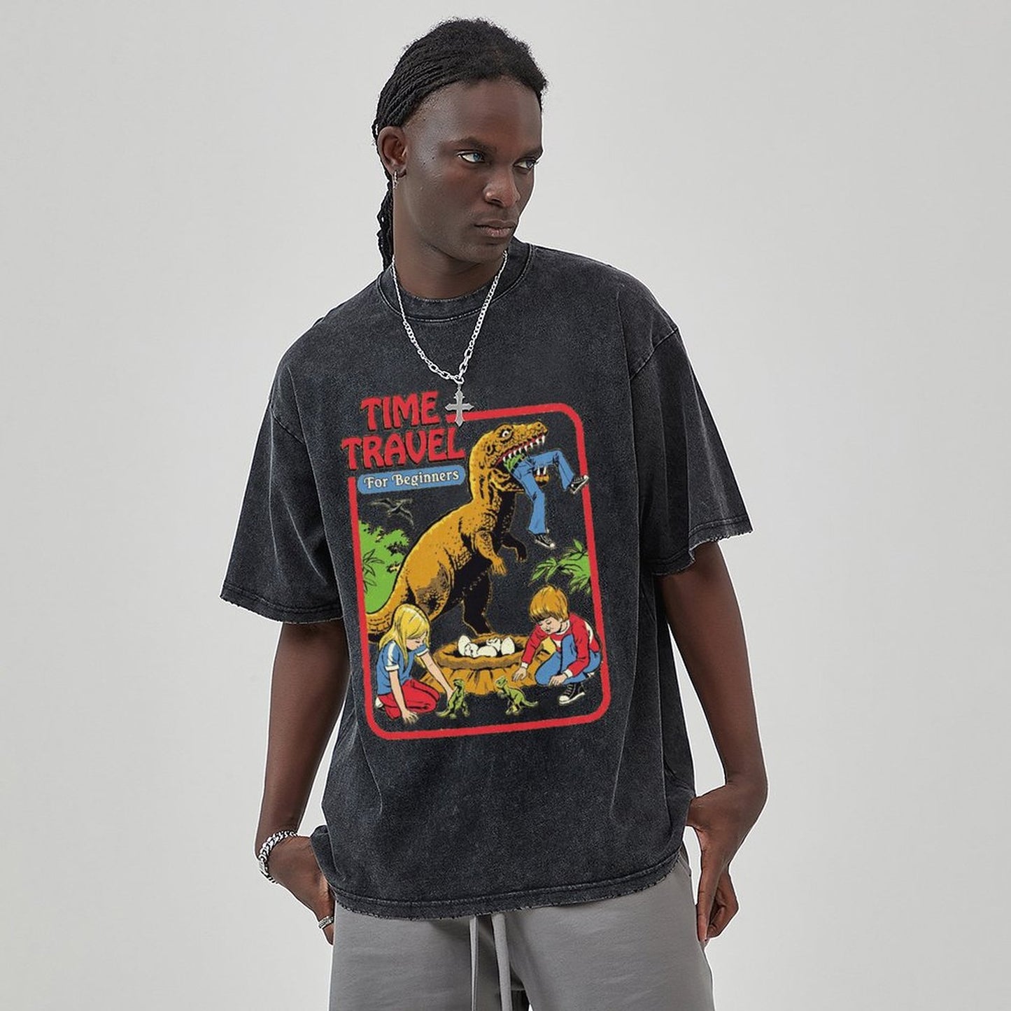 Unisex Vintage Solid Wash Denim T-Shirts