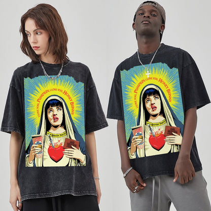 Unisex Vintage Solid Wash Denim T-Shirts