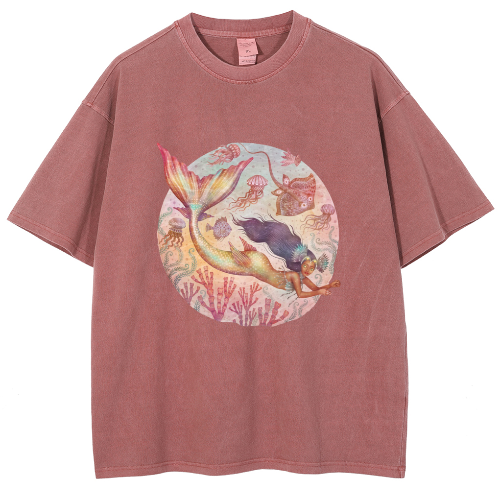 Mens Cotton Wash Solid T-Shirts Oversized Unisex Short Sleeve Streetwear Rap Hip Hop Basic Tee Tops