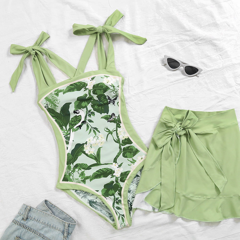 Reversible Bowknot Tie-shoulder One Piece Swimsuit