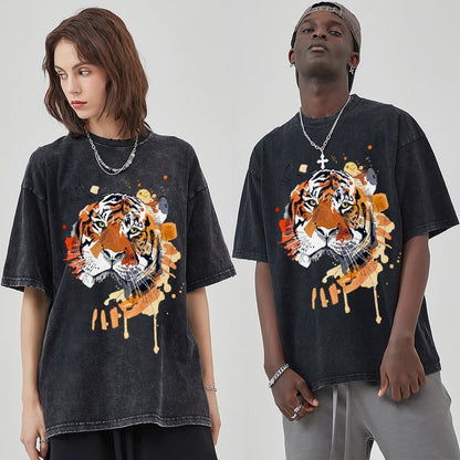 Mens Cotton Wash Solid T-Shirts Oversized Unisex Short Sleeve Streetwear Rap Hip Hop Basic Tee Tops 2305101624