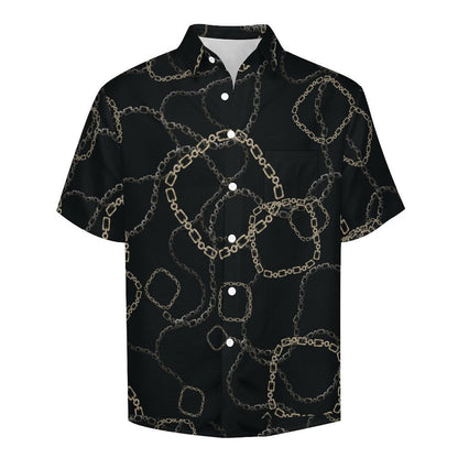 Men's Geometric Chain Print Vacation Hawaiian Shirt 2306104057