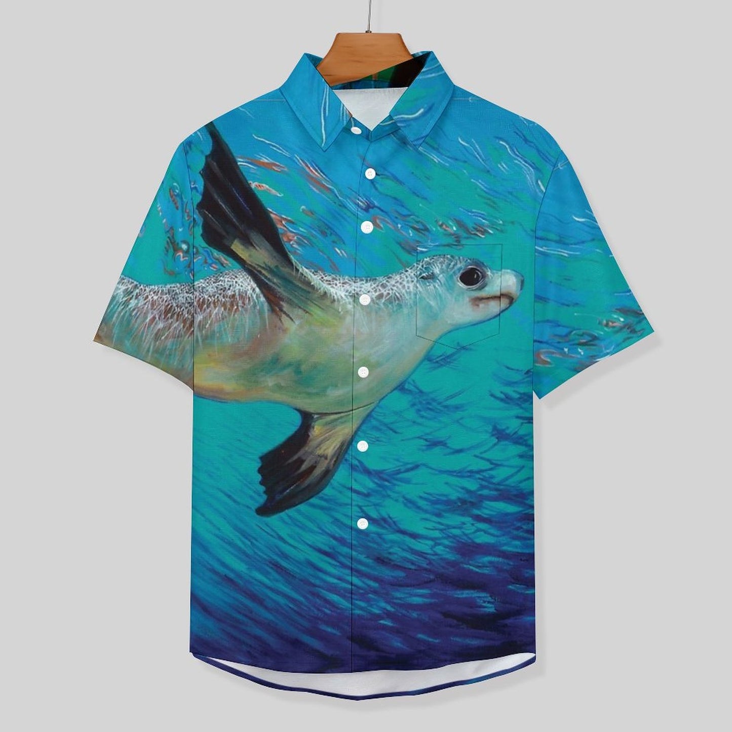 Men's Sea Lion Painted Print Vacation Hawaiian Shirt