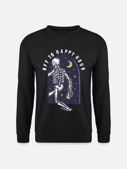 Unisex Round Neck Casual Skeleton Printed Long Sleeve Sweatshirt