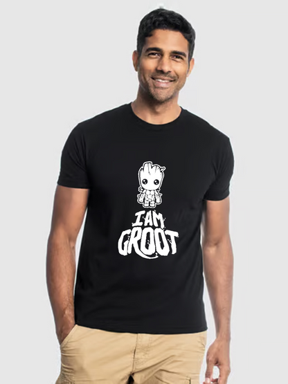 Men's Casual Groot Marvel Printed Round Neck Short Sleeve T-Shirt
