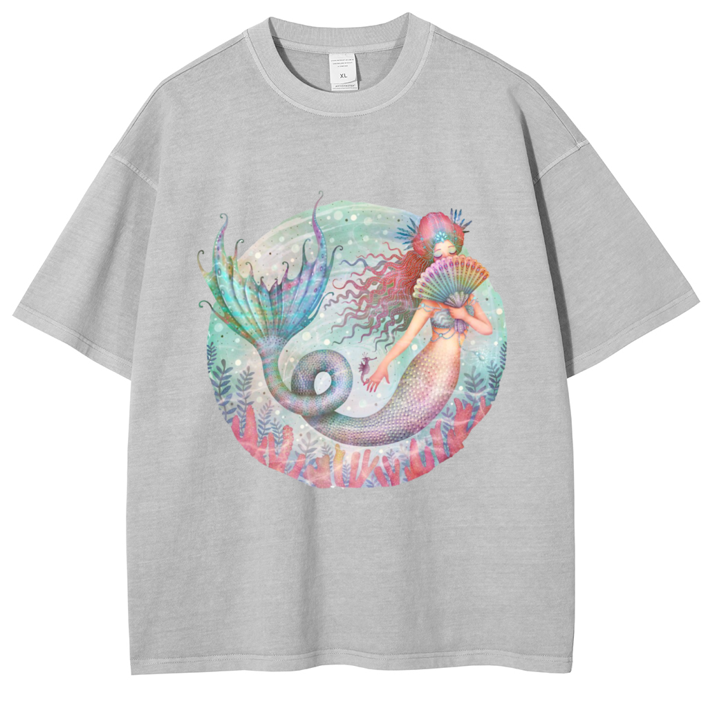 Mens Cotton Wash Solid T-Shirts Oversized Unisex Short Sleeve Streetwear Rap Hip Hop Basic Tee Tops