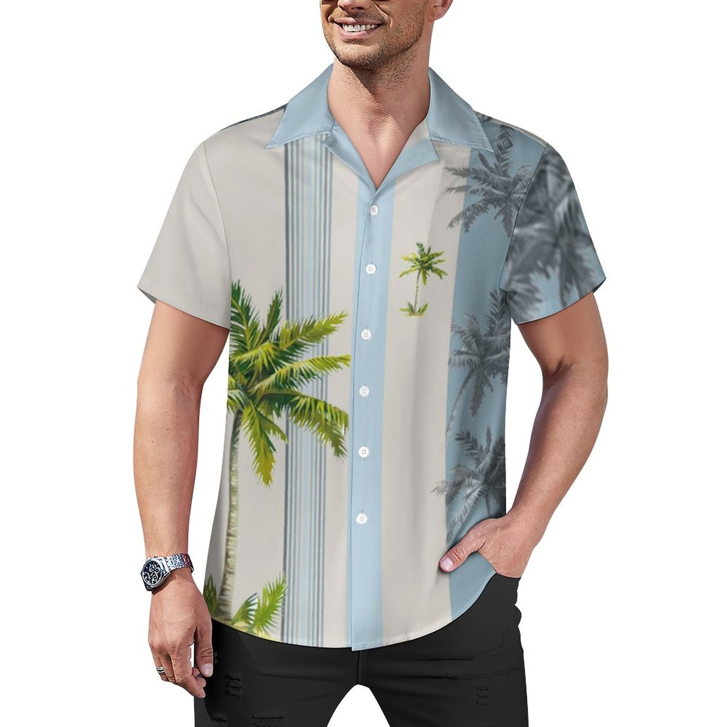 Men's Hawaiian Print Casual Shirt 2304107068