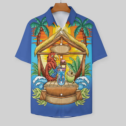 Men's Hawaiian Parrot Print Casual Short Sleeve Shirt 2306102578