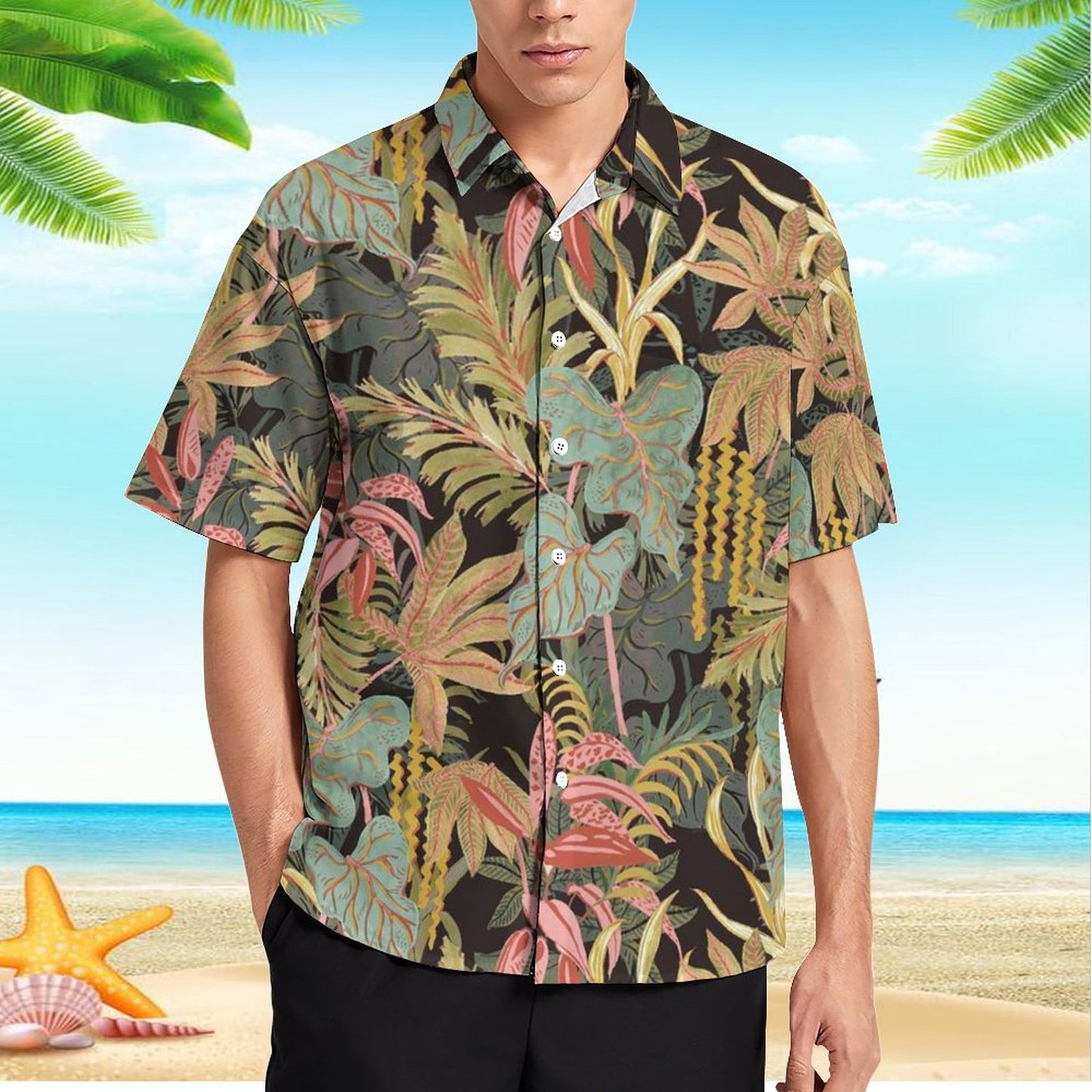 Men's Hawaiian Print Resort Shirt 2305101465
