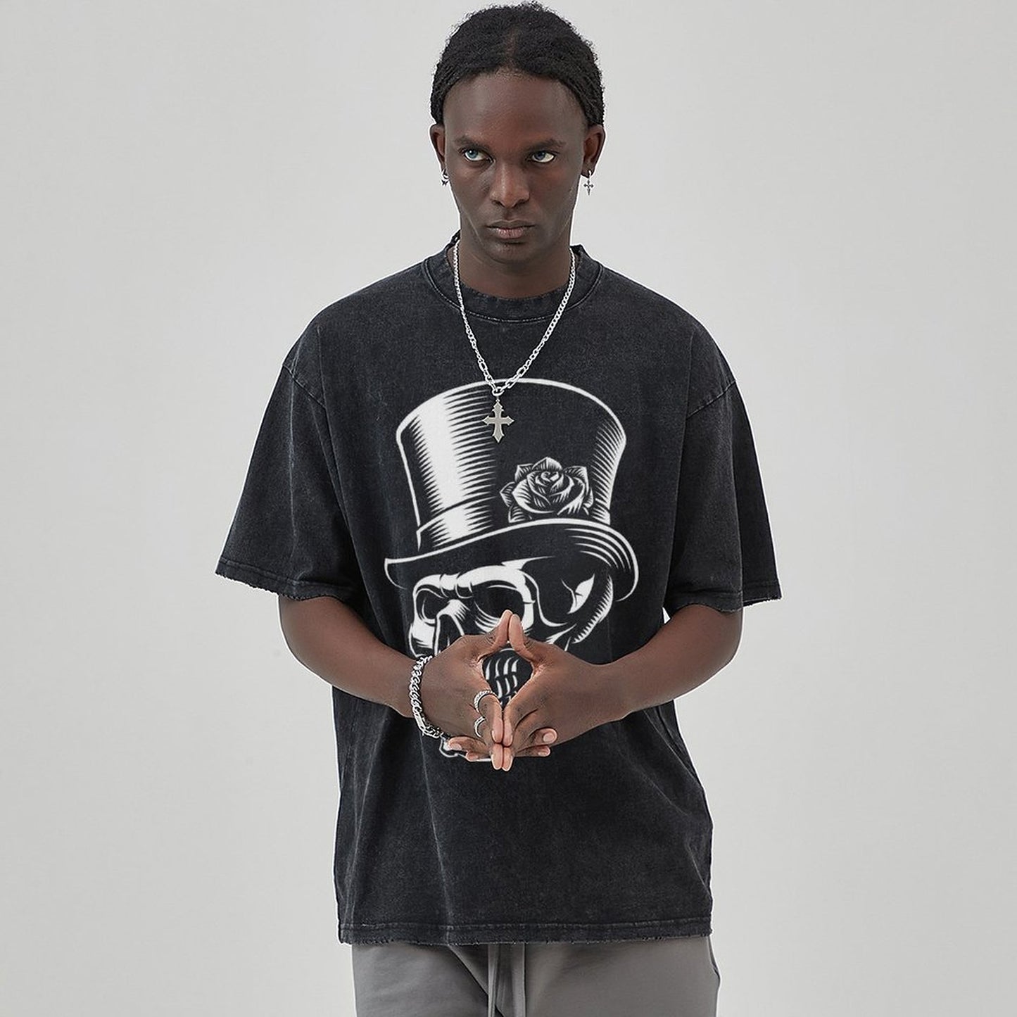 Mens Cotton Wash Solid T-Shirts Oversized Unisex Short Sleeve Streetwear Rap Hip Hop Basic Tee Tops 2305101611
