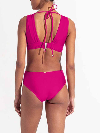 Solid Cutout Tie One Piece Swimsuit