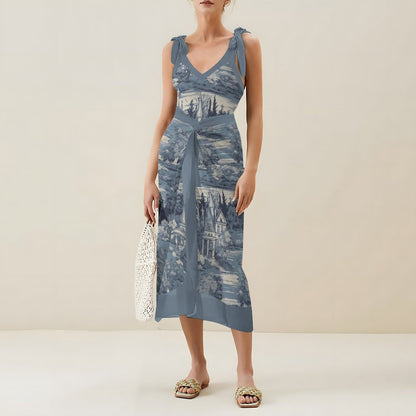 Casual Printed One-Piece Swimsuit And Cover Up 2305102459