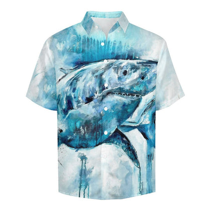 Men's Shark Painted Art Print Vacation Hawaiian Shirt 2305106283