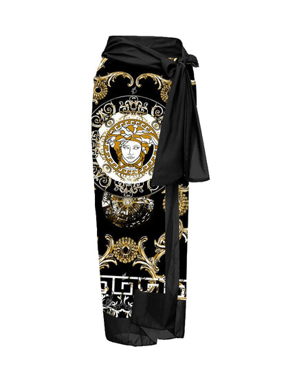 Dark Print Reversible One Piece Swimsuit And Cover up