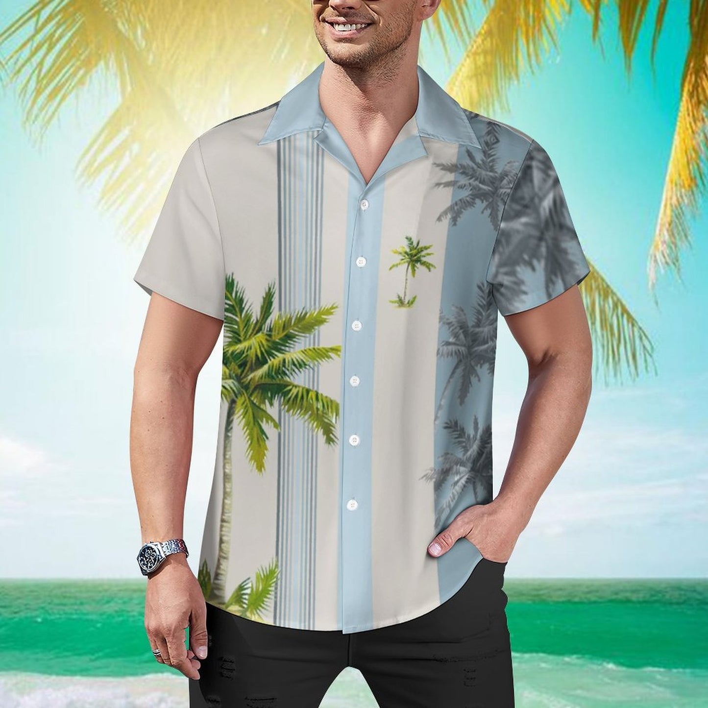 Men's Hawaiian Print Casual Shirt 2304107068