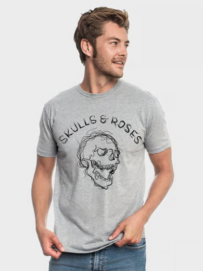 Men's Casual  Skeleton Printed Round Neck Short Sleeve T-Shirt