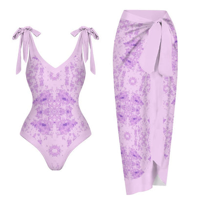 Casual Printed One-Piece Swimsuit And Cover Up 2305102490