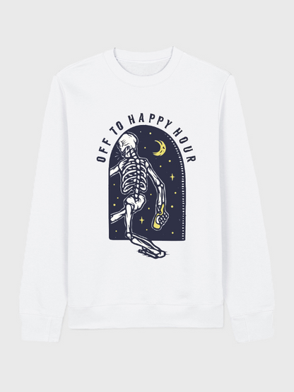 Unisex Round Neck Casual Skeleton Printed Long Sleeve Sweatshirt