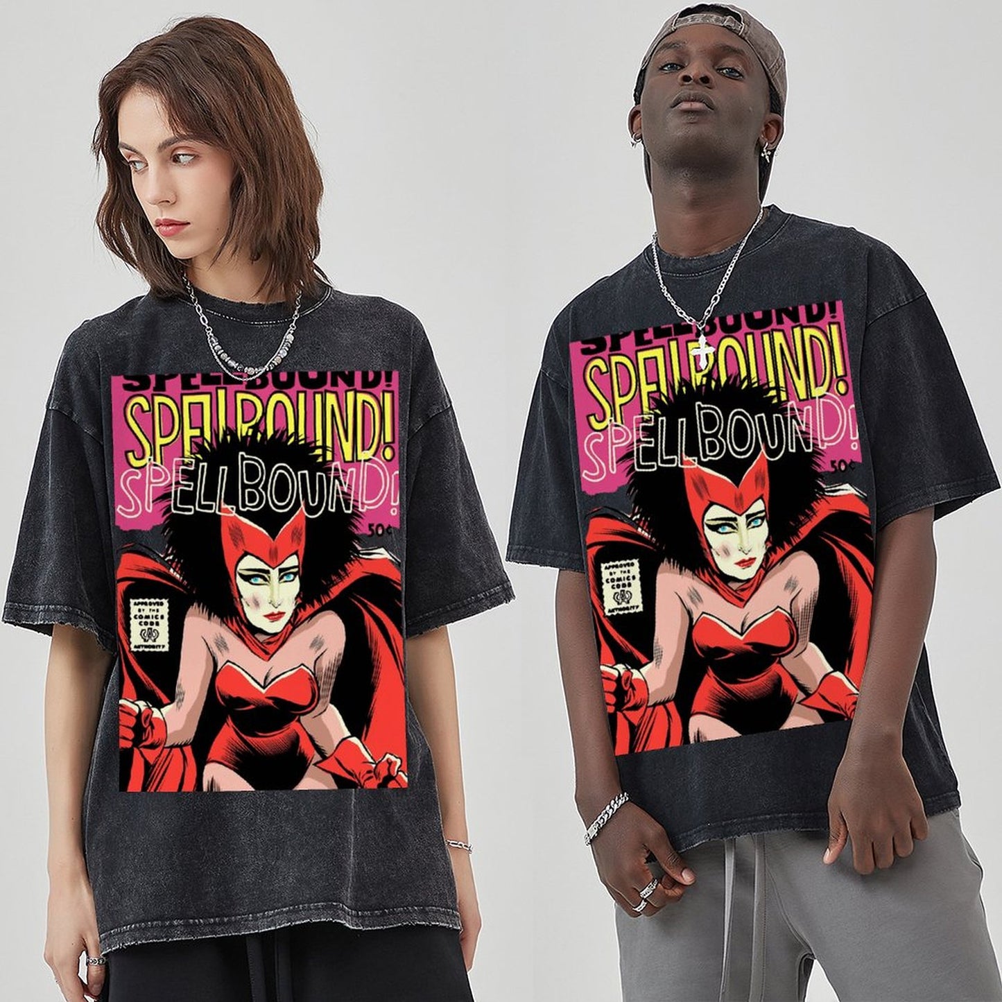 Unisex Vintage Solid Wash Denim T-Shirts