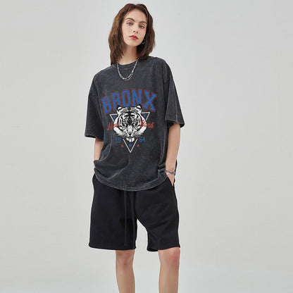 Mens Cotton Wash Solid T-Shirts Oversized Unisex Short Sleeve Streetwear Rap Hip Hop Basic Tee Tops 2305101626