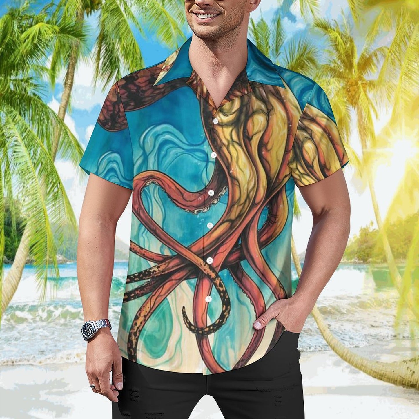 Men's Hawaiian Print Casual Shirt 2304108700