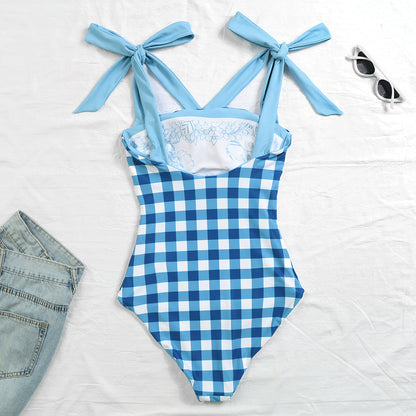 Reversible Bowknot Tie-shoulder One Piece Swimsuit