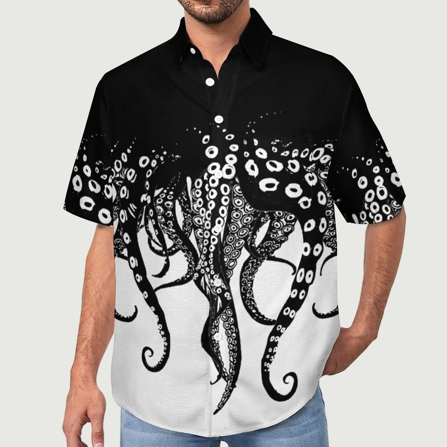 Men's Octopus Painted Print Vacation Hawaiian Shirt2305106286