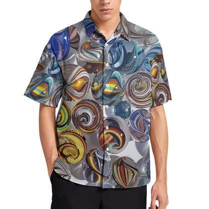 Men's Glass Ball Print Casual Short Sleeve Shirt 2306102519
