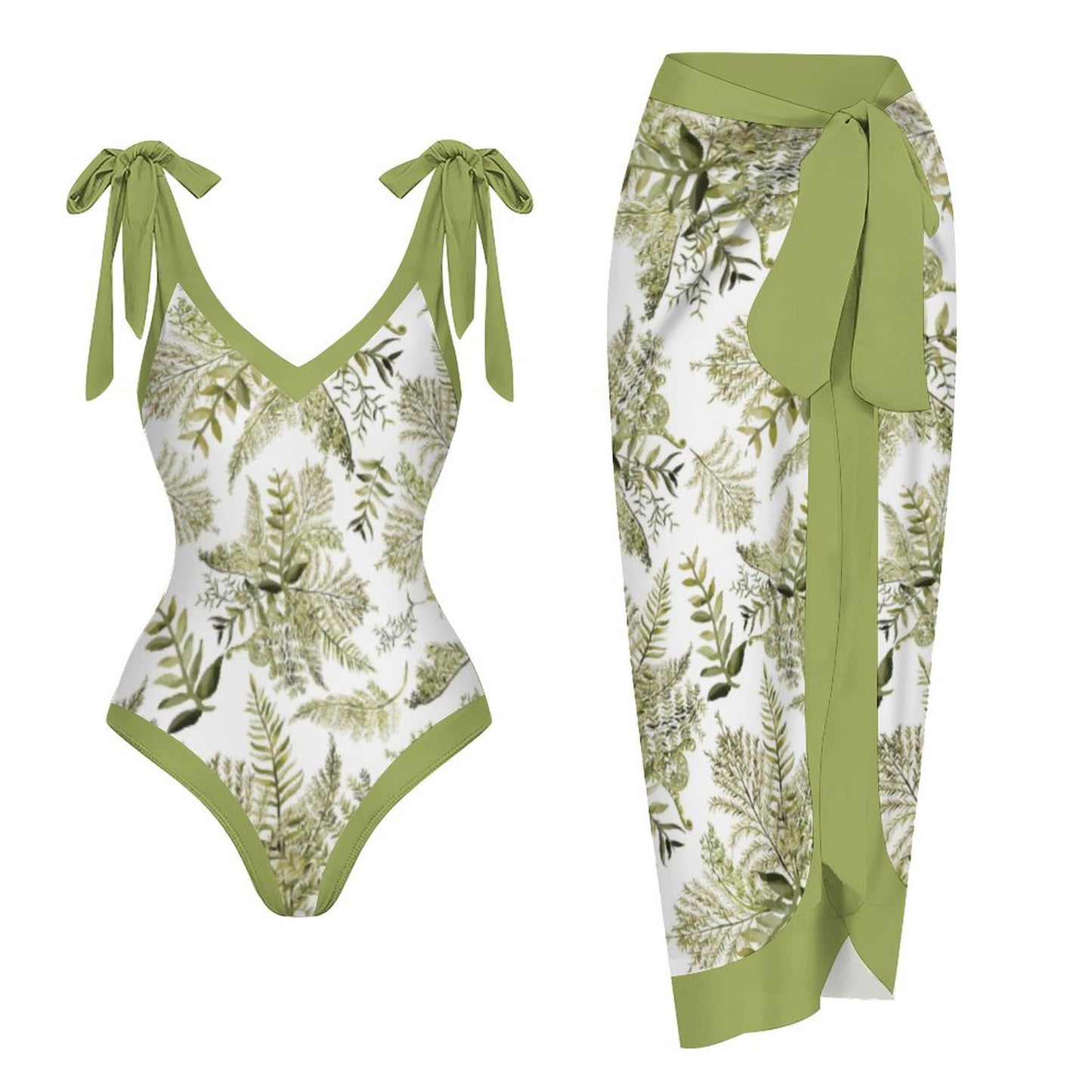 Casual Printed One-Piece Swimsuit And Cover Up 2305102670