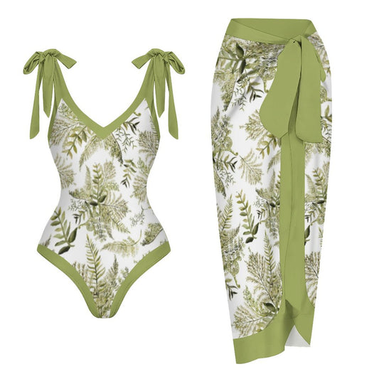 Casual Printed One-Piece Swimsuit And Cover Up 2305102670