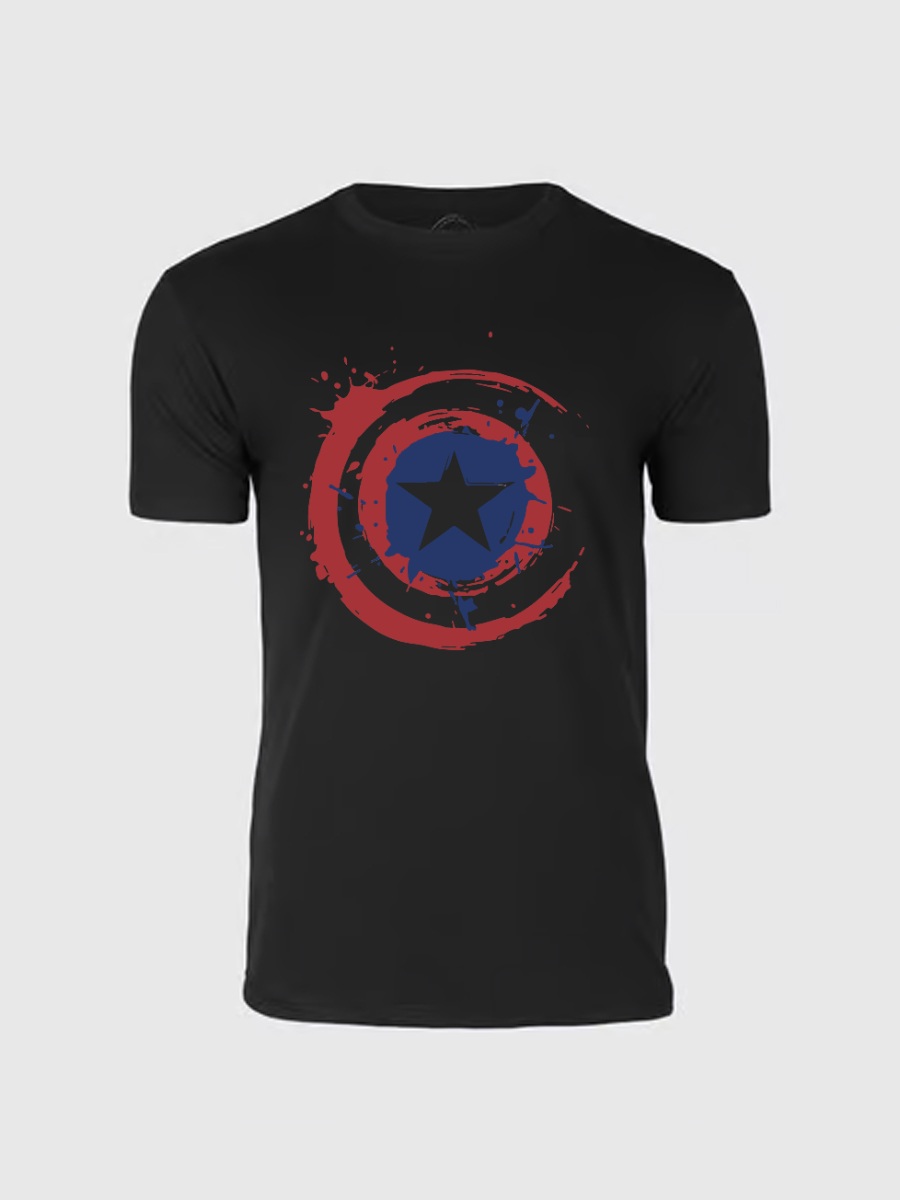 Men's Casual Captain America Printed Round Neck Short Sleeve T-Shirt