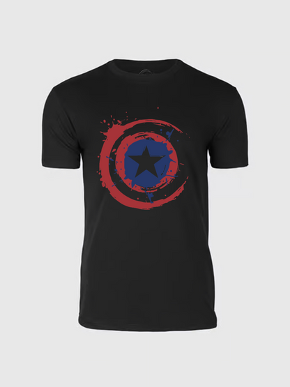 Men's Casual Captain America Printed Round Neck Short Sleeve T-Shirt