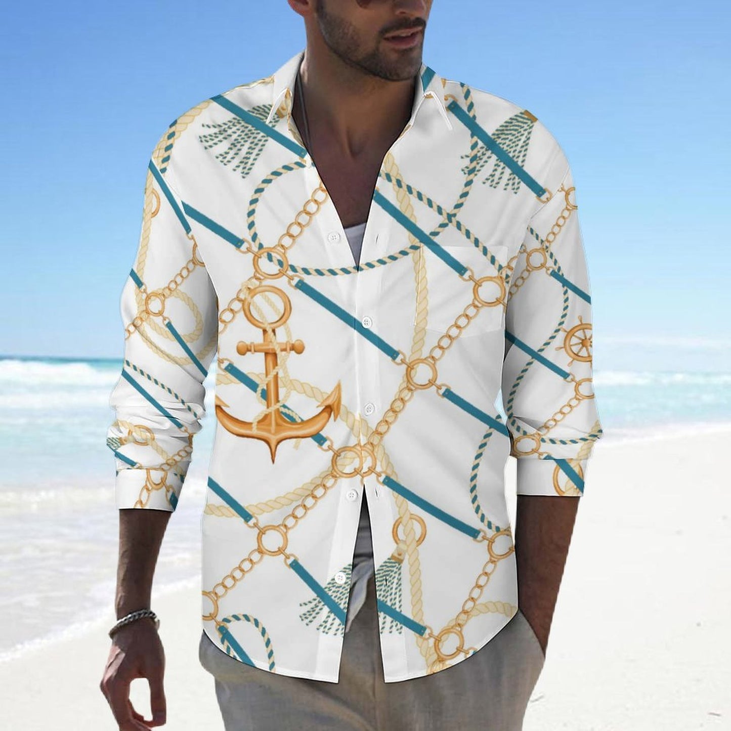 Men's Casual Printed Long Sleeve Shirt 2306103080