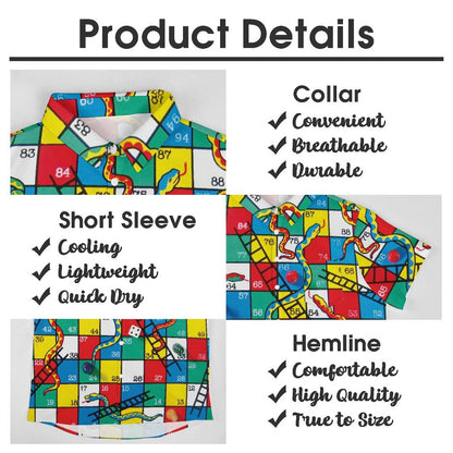 Men's Snakes N Ladders Print Casual Short Sleeve Shirt 2306102513