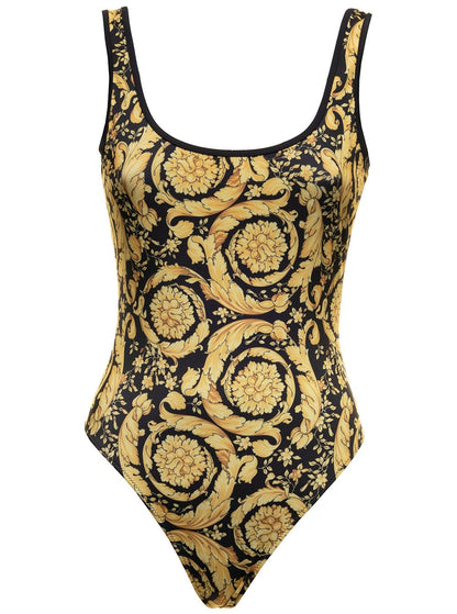 Fashion Print Open Back One Piece Swimsuit