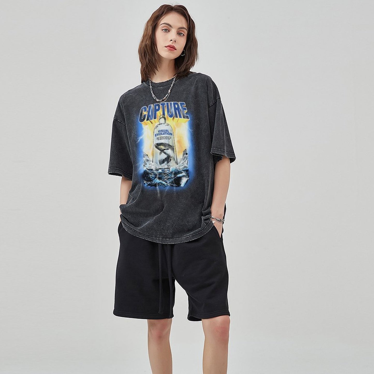 Unisex Vintage Solid Wash T-Shirts 2305102632