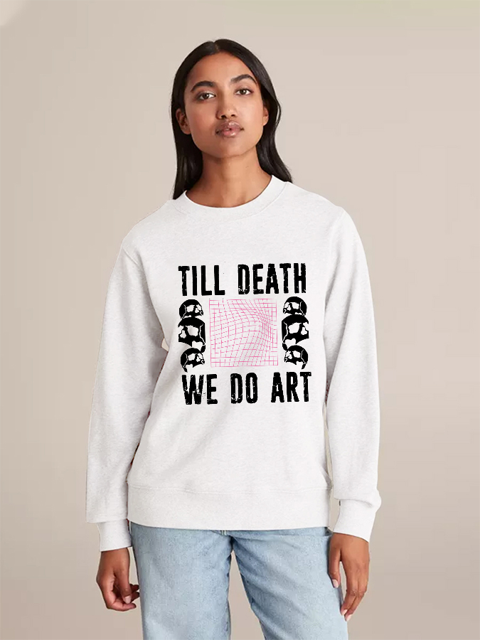 Unisex Round Neck Casual Skull Printed Long Sleeve Sweatshirt