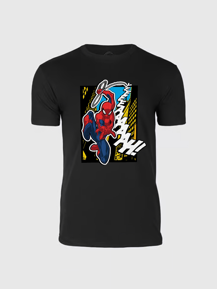 Men's Casual Spiderman Printed Round Neck Short Sleeve T-Shirt