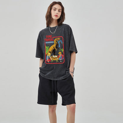 Unisex Vintage Solid Wash Denim T-Shirts