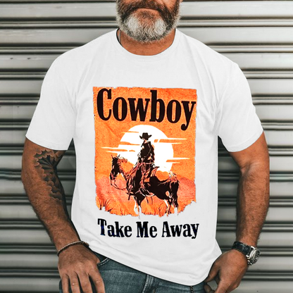 Cowboy Men's Casual Printed T-Shirt
