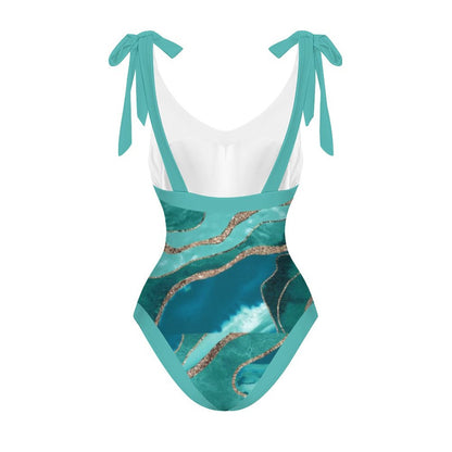 Casual Printed One-Piece Swimsuit And Cover Up 2305102699