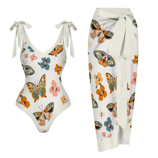 Casual Printed One-Piece Swimsuit And Cover Up 2305104271